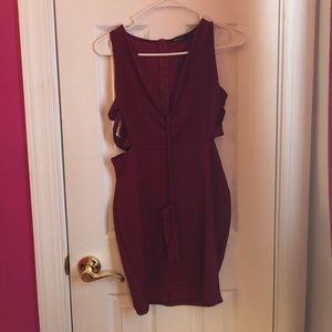 Maroon cutout Boohoo dress